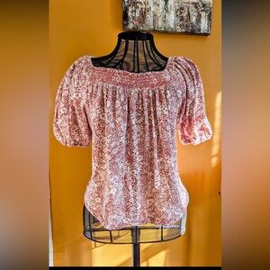 Wonderly Floral Puff Sleeve Blouse - Red and White